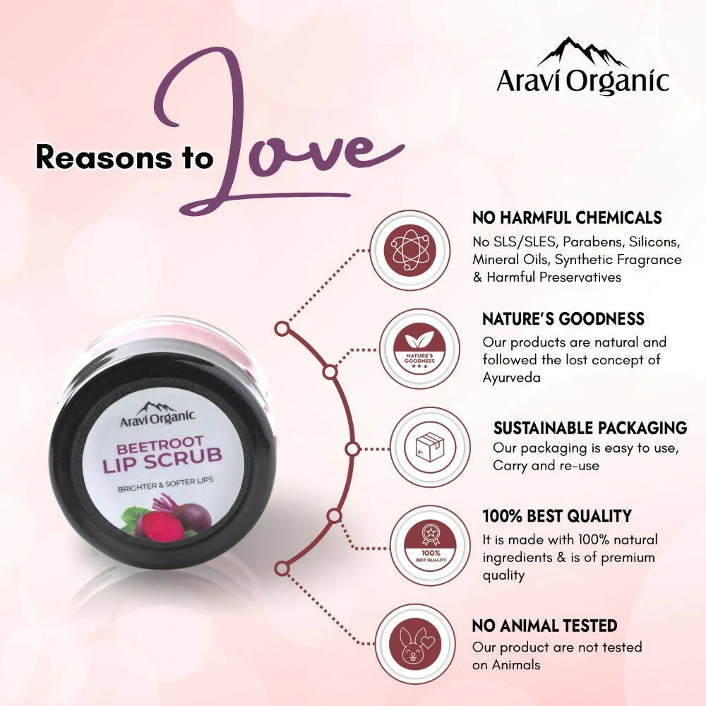 Aravi Organic Beetroot Lip Lightening Scrub Balm - Grab2buy