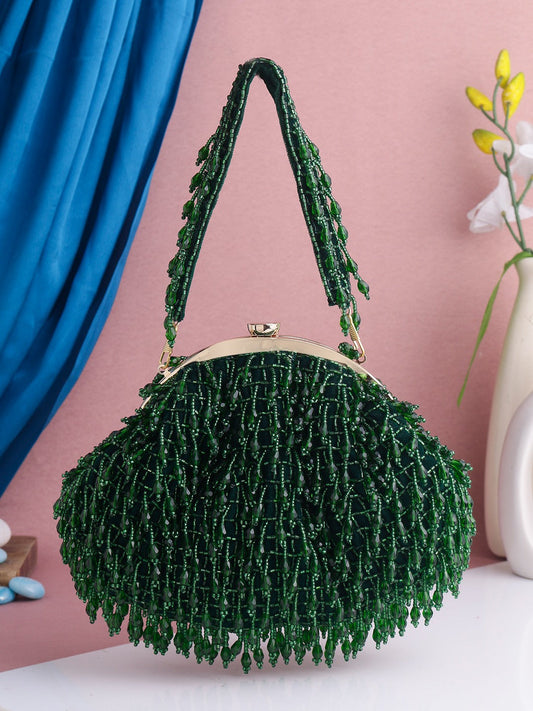 New Stylish Partywear Green Crystal Potli Bag for Womens by House of Ree | Grab2Buy