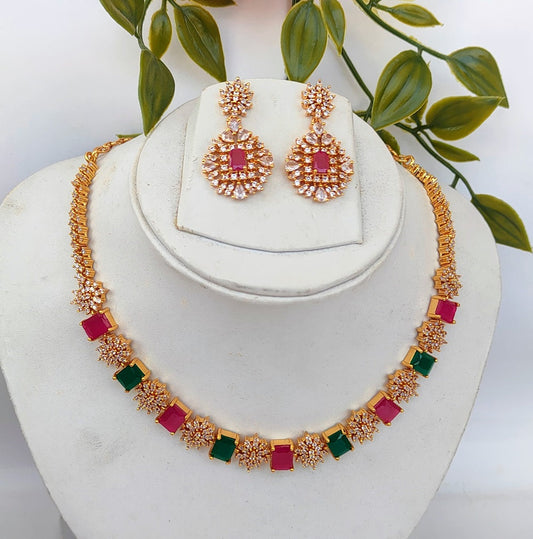 Multicolor AD Designer Necklace Set - Grab2buy