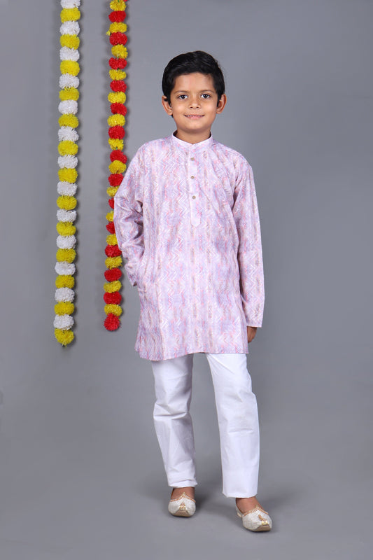 Bluesaanchi Light Purple Printed Kurta Set – Elegant & Classic for Your Little One | Swadesiicart