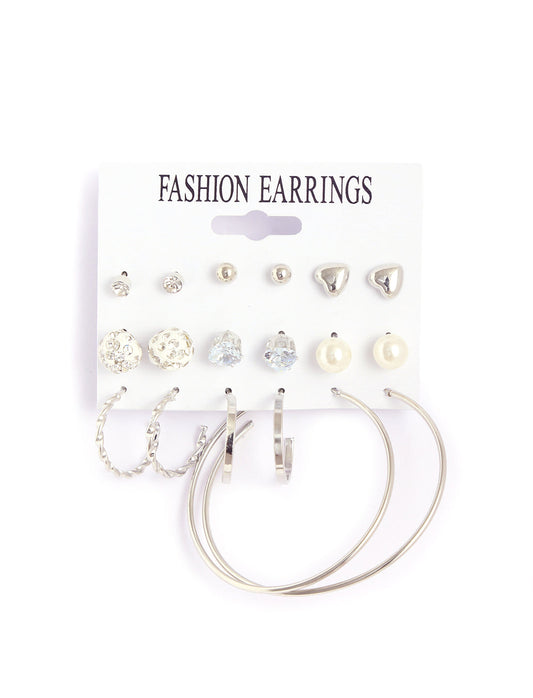 Gold-Plated Alloy Set Of 9 Designer Earrings - The Pari - Grab2buy