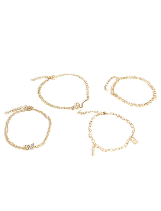 Gold-Plated Alloy Designer Charm Bracelet Set - The Pari - Grab2buy