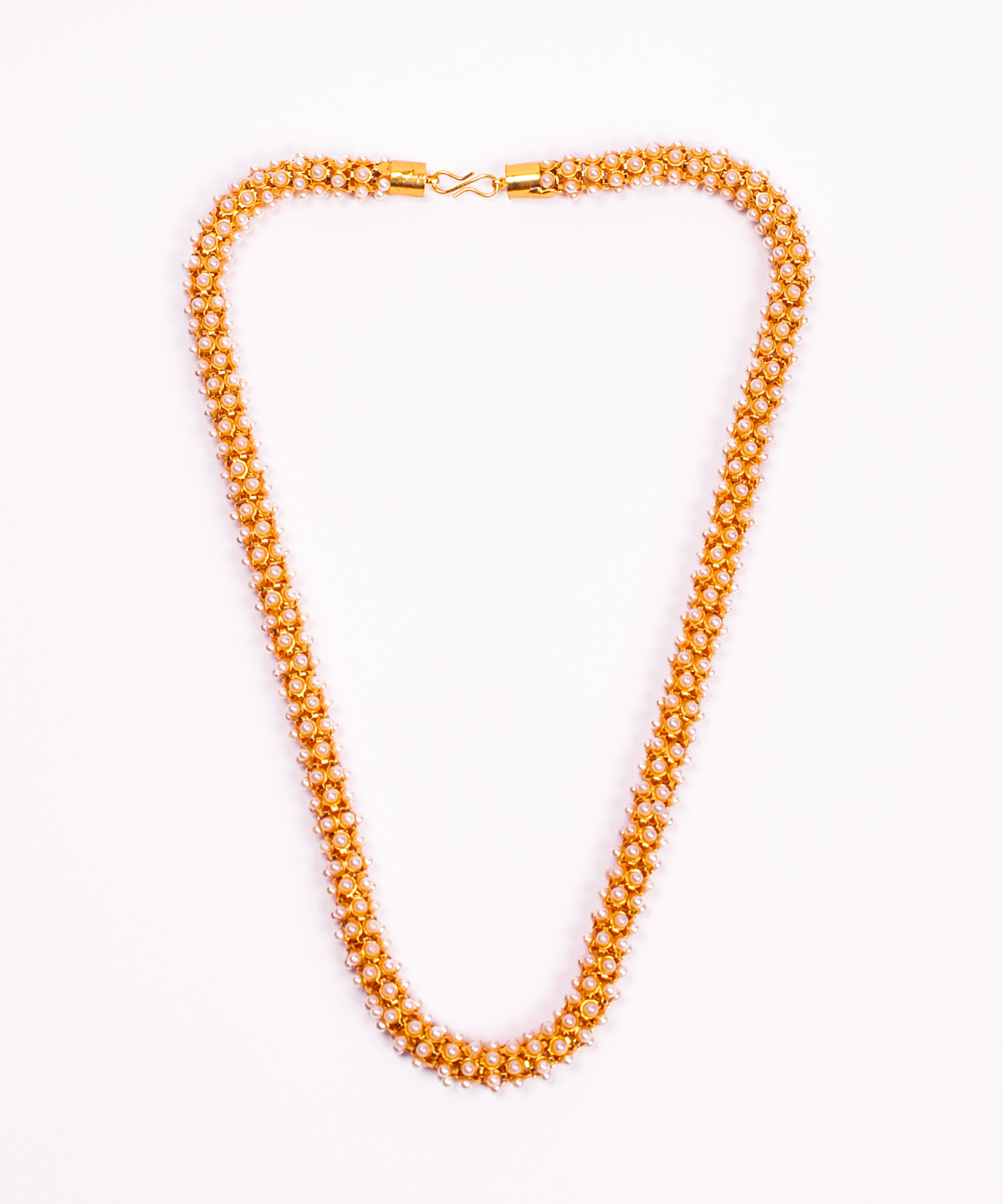 Gold-Plated Alloy Pearl Studded Chain Necklace - The Pari - Grab2buy