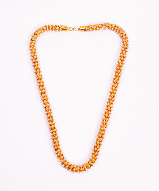 Gold-Plated Alloy Pearl Studded Chain Necklace - The Pari - Grab2buy