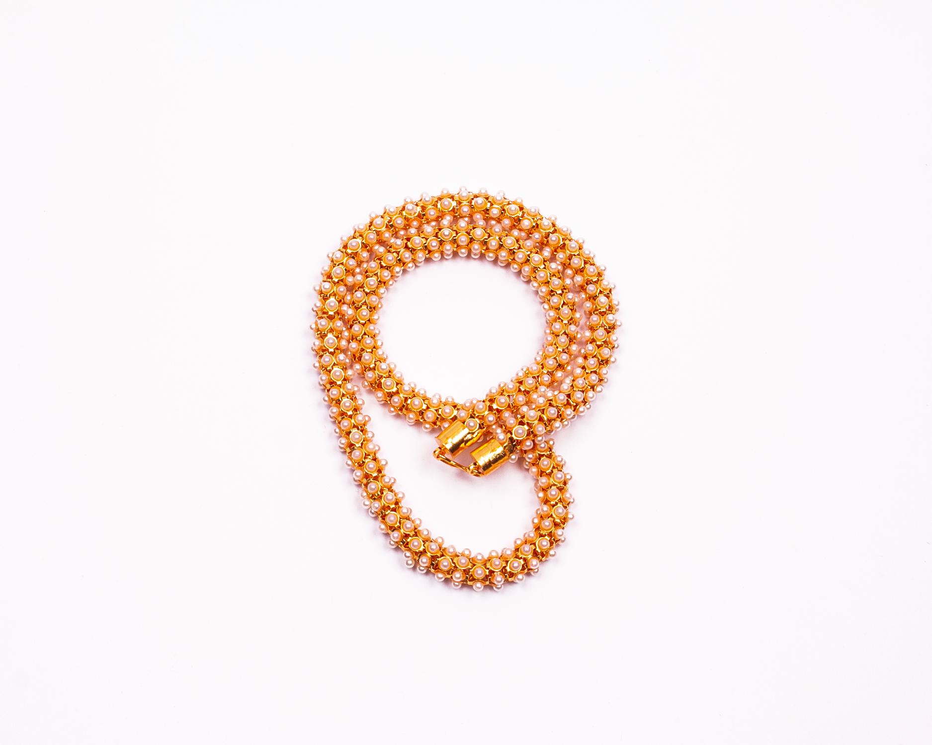 Gold-Plated Alloy Pearl Studded Chain Necklace - The Pari - Grab2buy