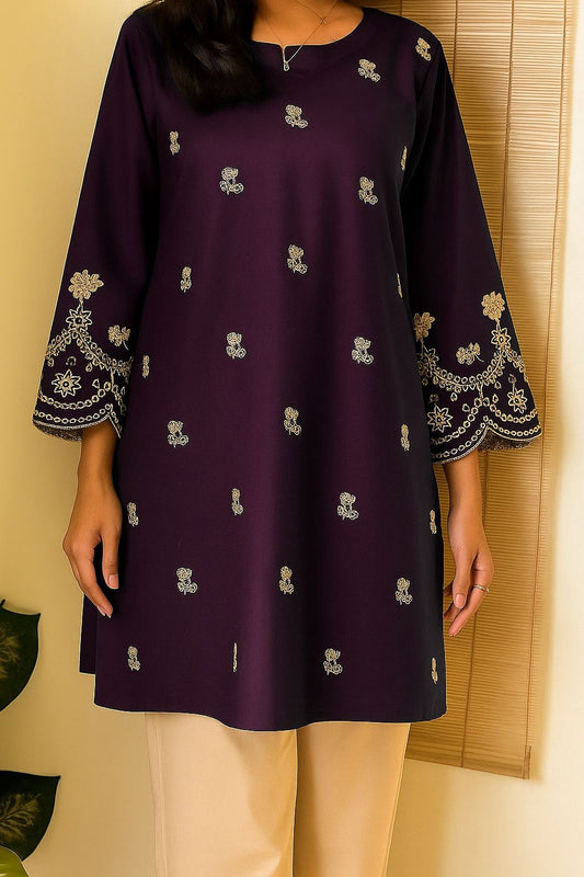 SDF Trending Short length Purple Kurti with Embroidery Work | Grab2Buy