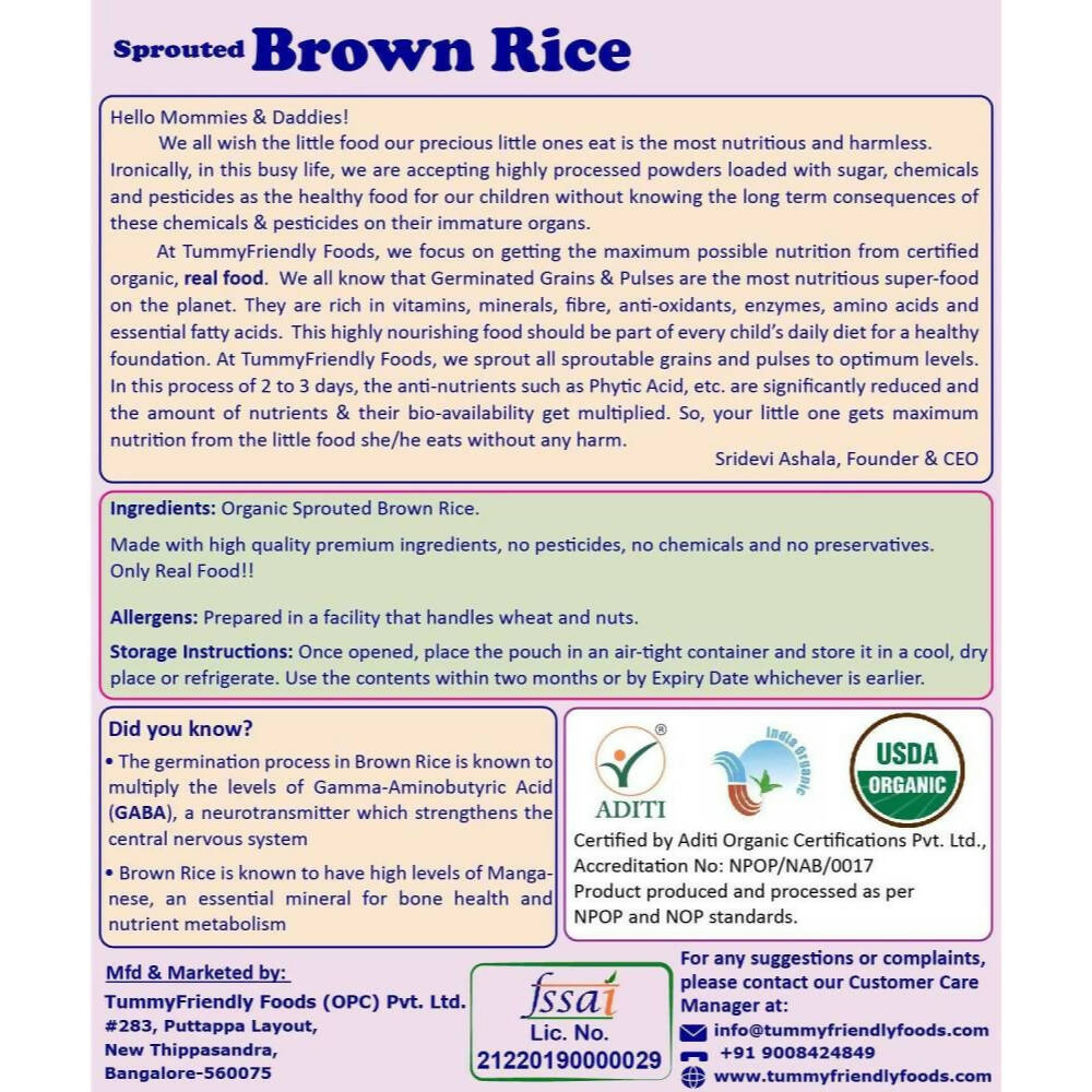 TummyFriendly Foods Organic Stage1 Sprouted Porridge Mixes Combo Pack - Sprouted Ragi, Sprouted Brown Rice and Oats - Distacart