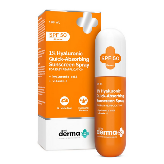 The Derma Co 1% Hyaluronic Quick-Absorbing Sunscreen Spray with Hyaluronic Acid & Vitamin E Grab2Buy The Derma Co Grab2Buy