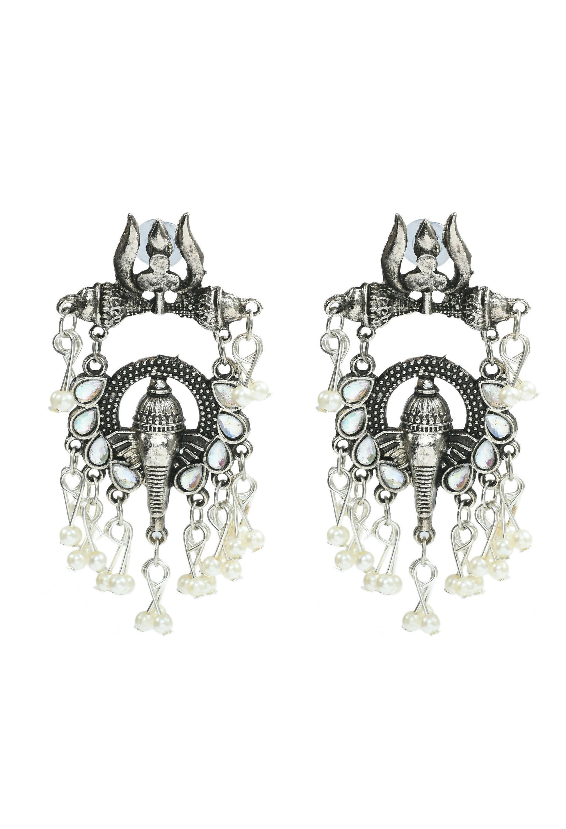 Mominos Fashion Johar Kamal Oxidised Silver-Plated Ganesha Design Necklace Choker Set for Women - Grab2buy