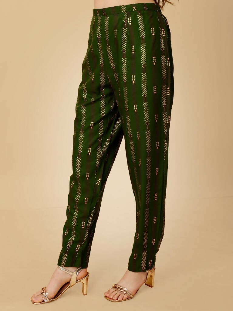 Aastha Fashion Women's Green Viscose Rayon Embroidered Kurta Pant Set - Grab2buy