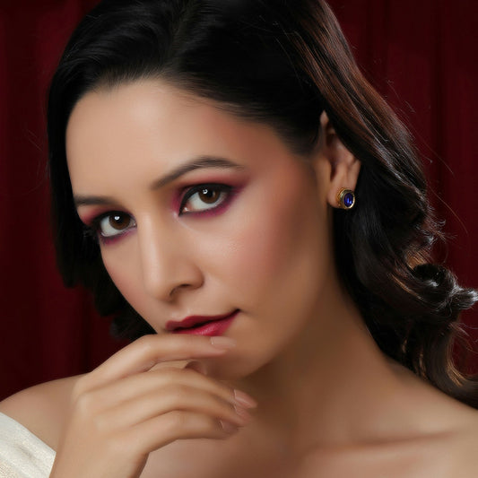 Blue Kundan Studs (Blue) - Ruby Raang Grab2Buy Ruby Raang Grab2Buy