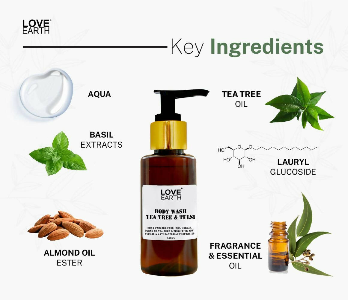 Love Earth Body Wash with Tea Tree & Tulsi - Grab2buy