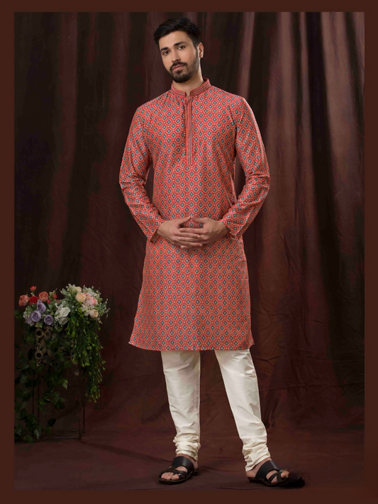 Joban Fashion Pink Art Silk Digital Print Kurta Pyjama