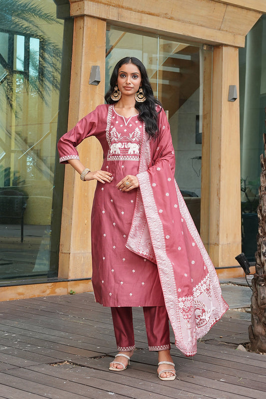 Jyoti Fashion Peach Vatican Embroidered Designer Kurta Set with Dupatta