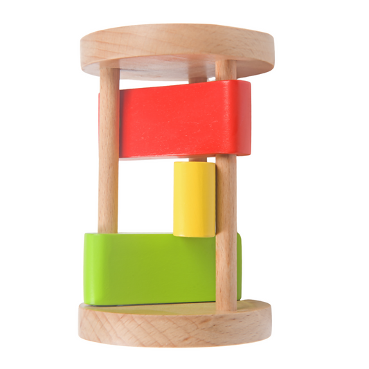 Nesta Toys Wooden Rattle Roll Clacker for Babies (6+ Months), Musical Toy for Sensory Exploration and Fine Motor Skills Development, Montessori Toy