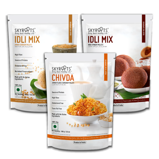 Skyroots Jowar Idli Mix + Jowar Flakes Chivda + Ragi Idli Mix Combo Pack - Grab2buy