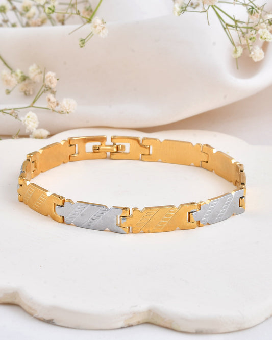Jewels Nest Elegant Two-Tone Gold & Silver Bracelet | Grab2Buy