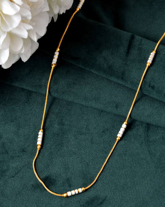 Jewels Nest Dual-Tone Cylinder Beads Gold Chain