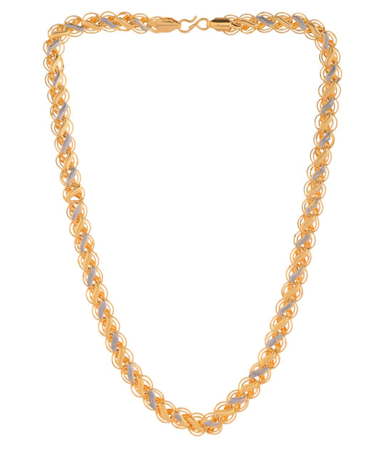 Jewels Nest Dual-Tone Twisted Gold Chain – Bold and Elegant