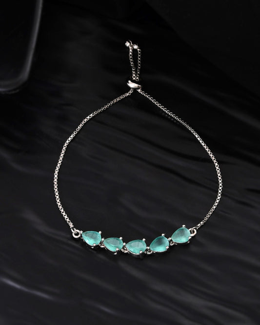 Jewels Nest Mint Green Stone Adjustable Bracelet For Women