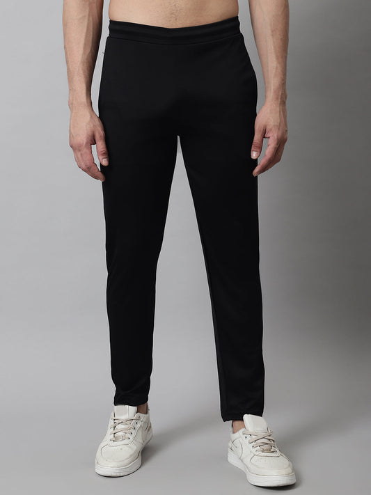 Jainish Men's Black Solid Streachable Lycra Trackpants