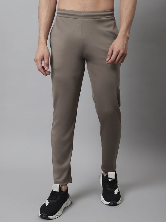 Jainish Men's Brown Solid Streachable Lycra Trackpants