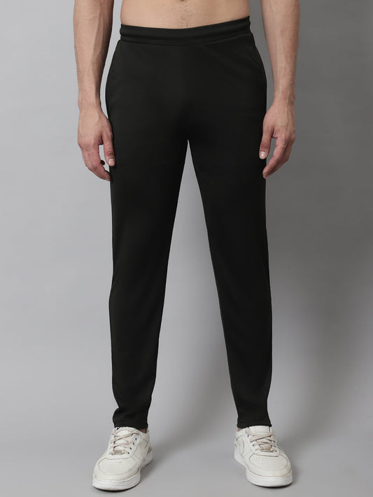 Jainish Men's Olive Solid Streachable Lycra Trackpants