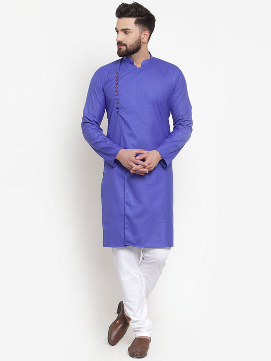 Jompers Men Royal-Blue Solid Kurta with Churidar