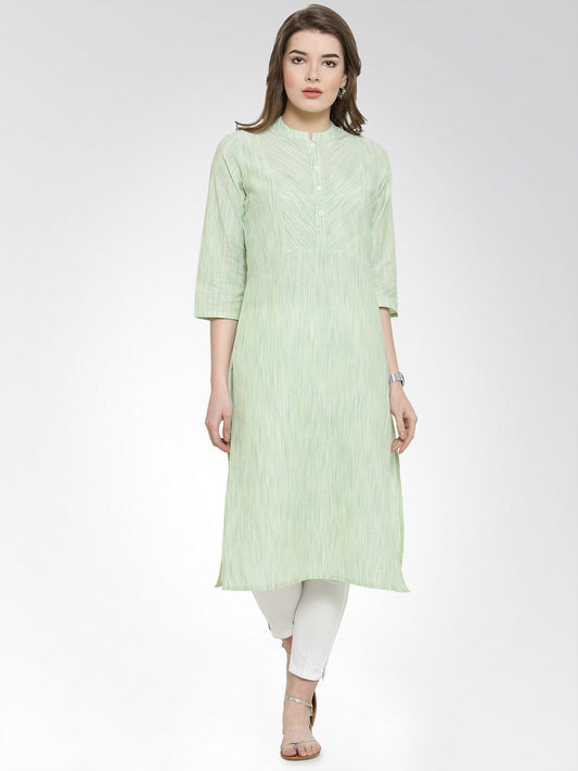 Jompers Women Green self design straight Kurta