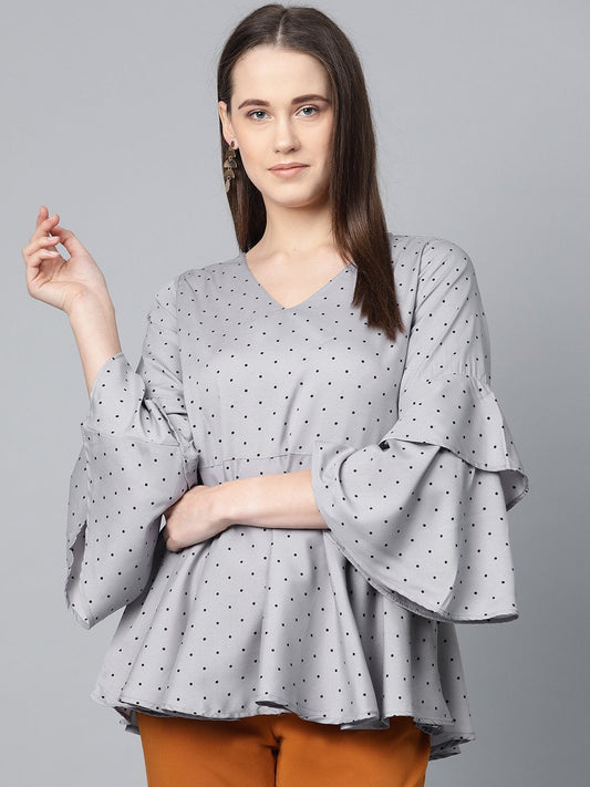 Jompers Women Grey & Black Printed A-Line Top
