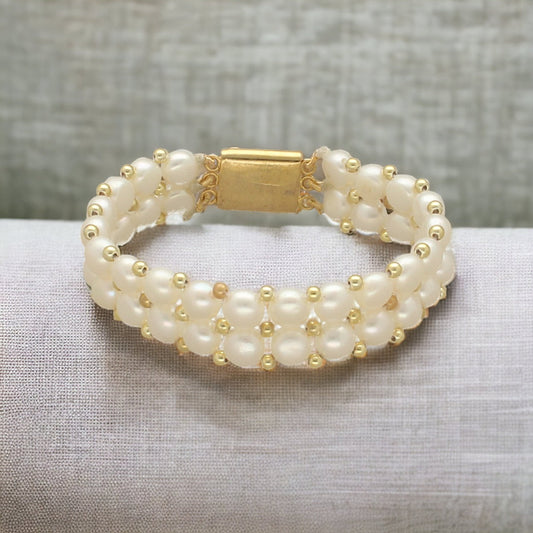 J Pearls Zaida 2 Lines Pearl Bracelet | Grab2Buy