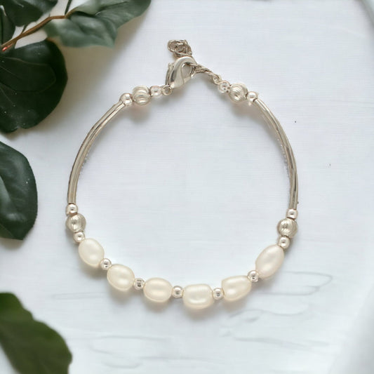 J Pearls Unique 1 Line Pearl Bracelet - Swadesiicart