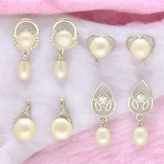 J Pearls Girik Pearl Earrings Pack 4 | Grab2Buy