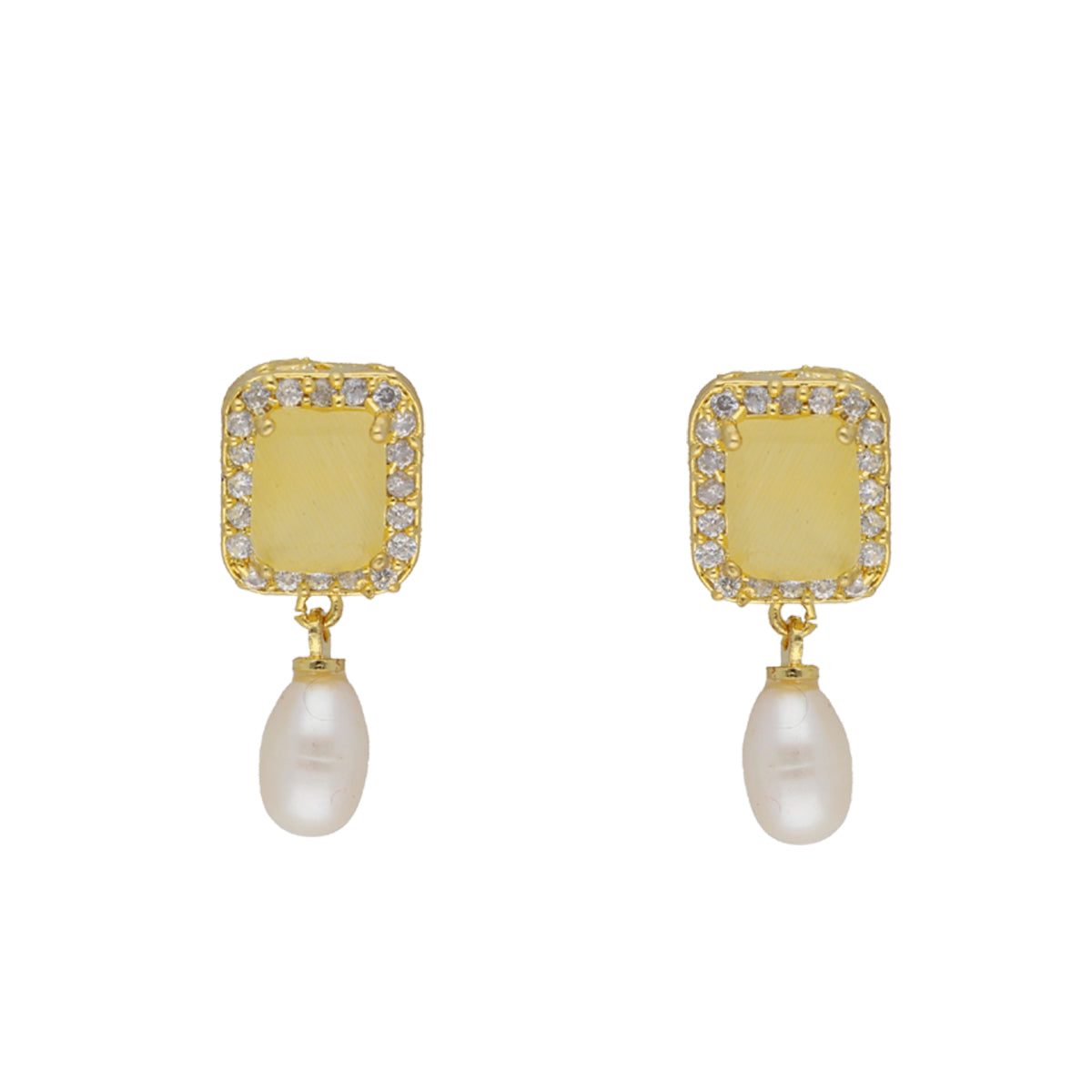 J Pearls Daksina 1 Line Square Pearl Set - Real Pearl Jewelry - Grab2buy
