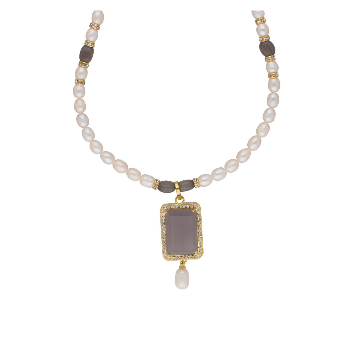 J Pearls Abarna 1 Line Square Pearl Set - Real Pearl Jewelry - Grab2buy