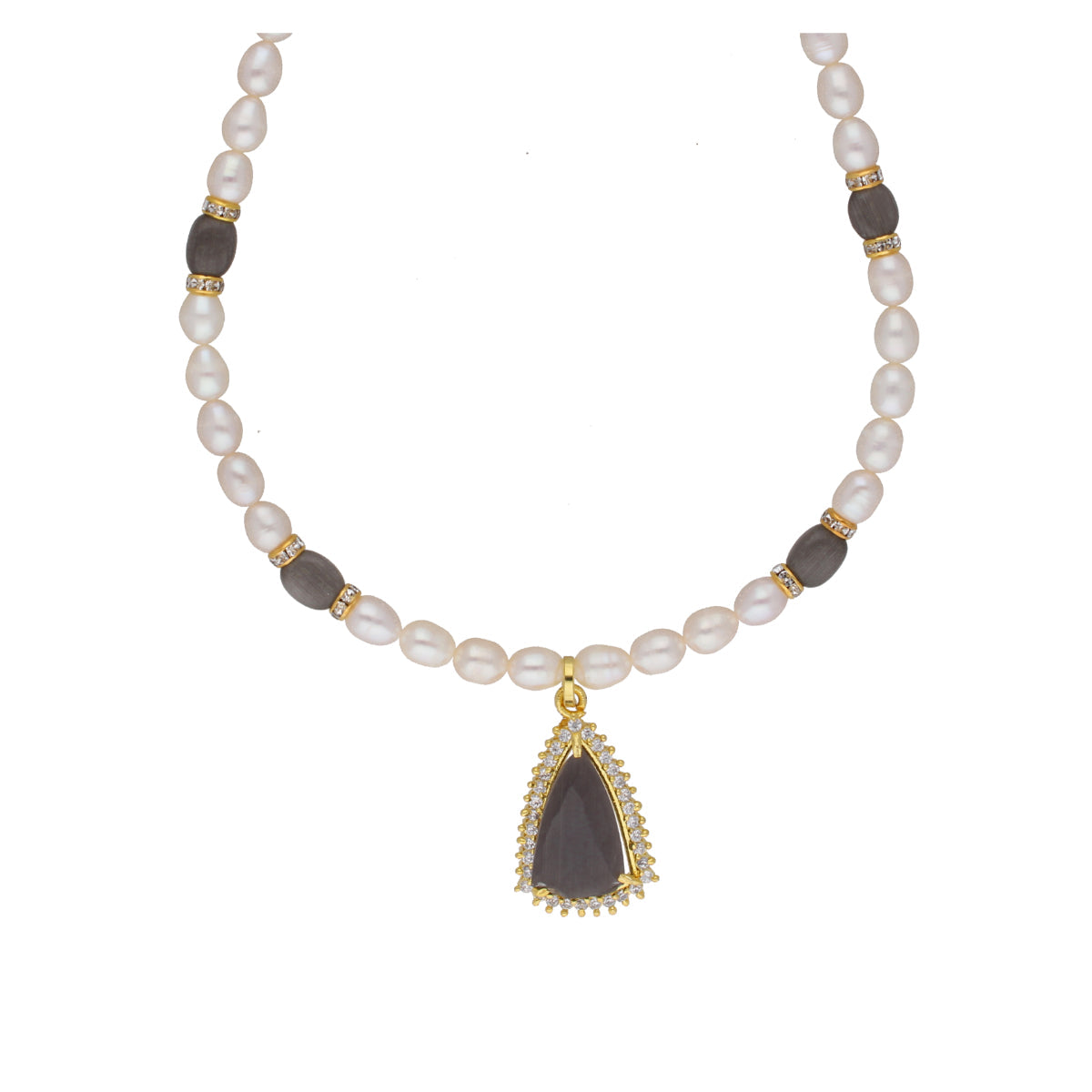 J Pearls Riya 1 Line Oval Pearl Set - Real Pearl Jewelry - Grab2buy