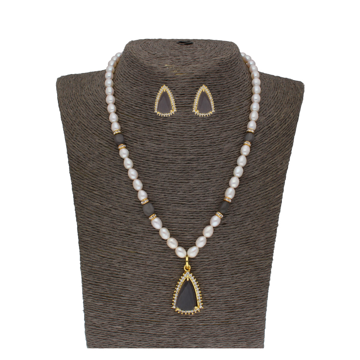 J Pearls Riya 1 Line Oval Pearl Set - Real Pearl Jewelry - Grab2buy