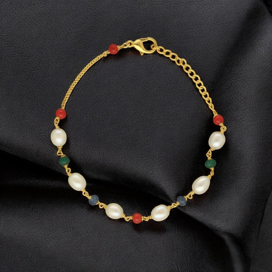J Pearls Multicharm Holder Pearl Bracelet - Swadesiicart