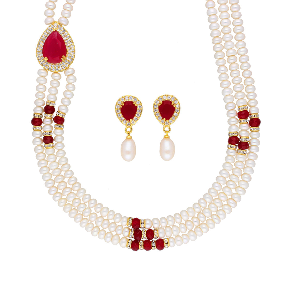 J Pearls Stunning 3 String Necklace Set - Real Pearl Jewelry - Grab2buy