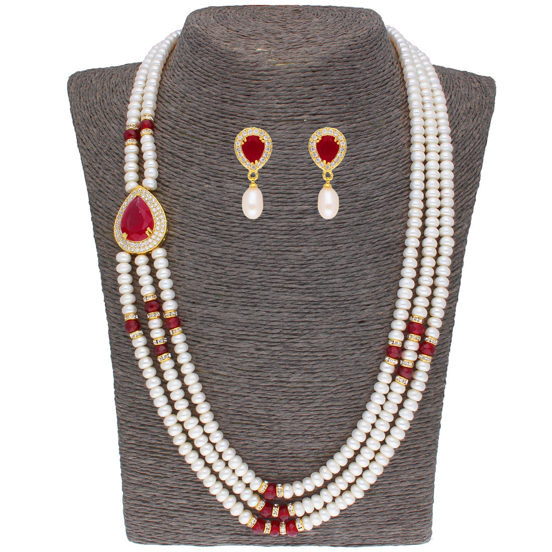 J Pearls Stunning 3 String Necklace Set - Real Pearl Jewelry - Grab2buy