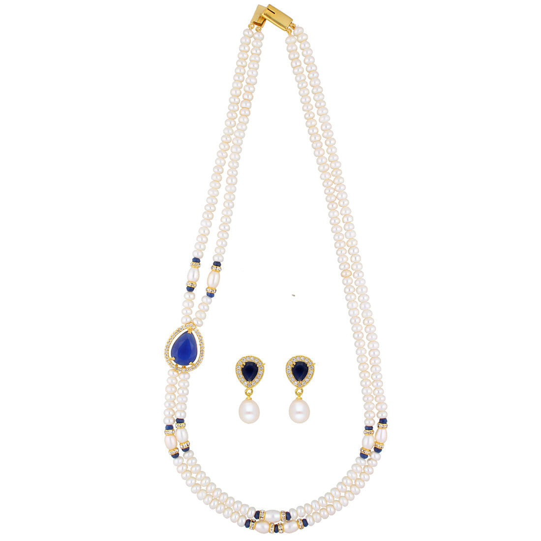 J Pearls Striking 2 String Necklace Set - Real Pearl Jewelry - Grab2buy