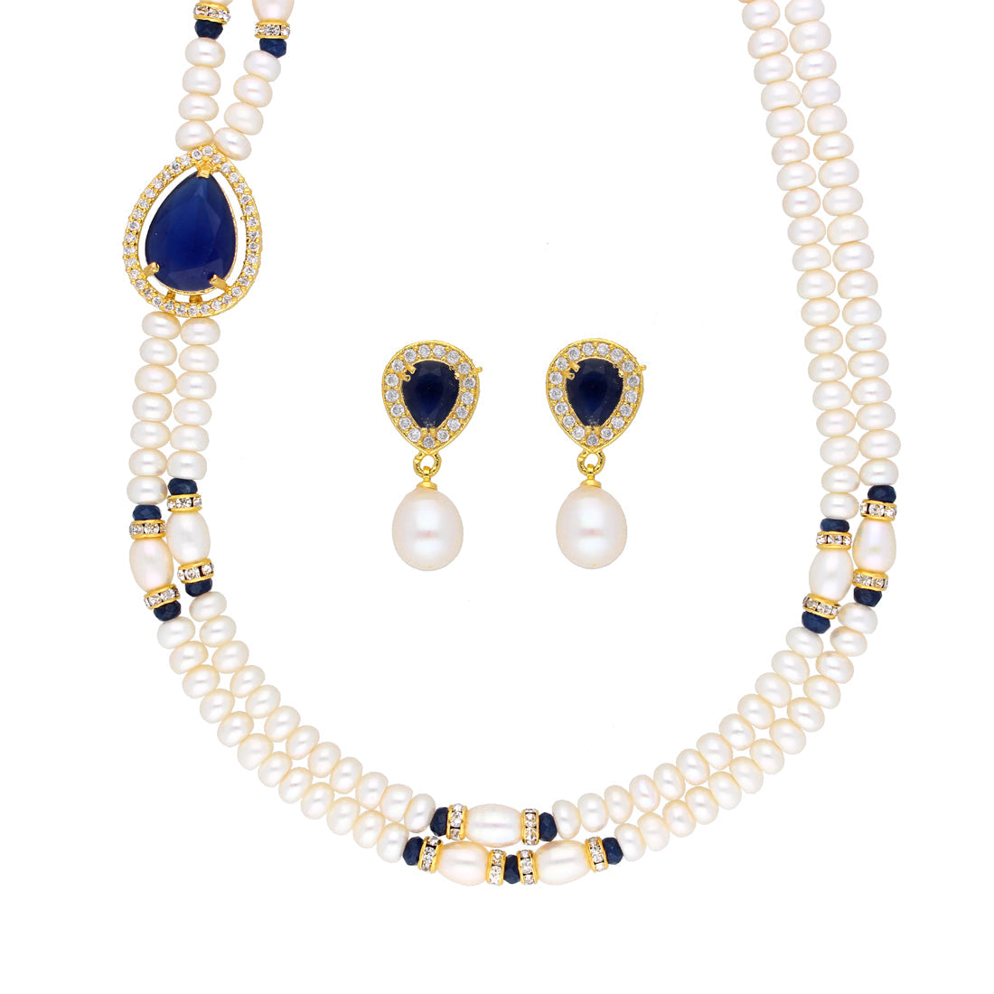 J Pearls Striking 2 String Necklace Set - Real Pearl Jewelry - Grab2buy