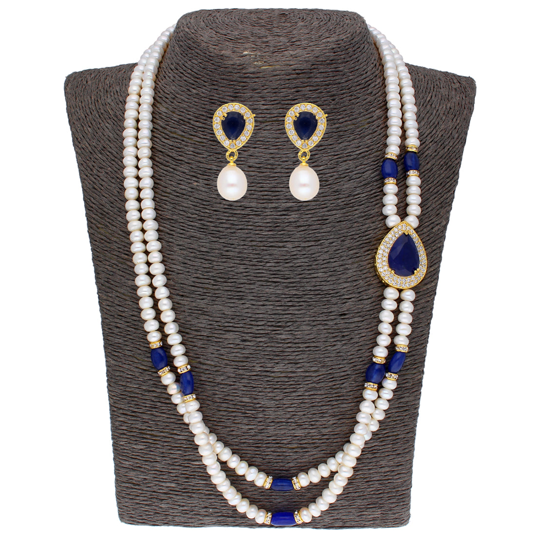 J Pearls Striking 2 String Necklace Set - Real Pearl Jewelry - Grab2buy