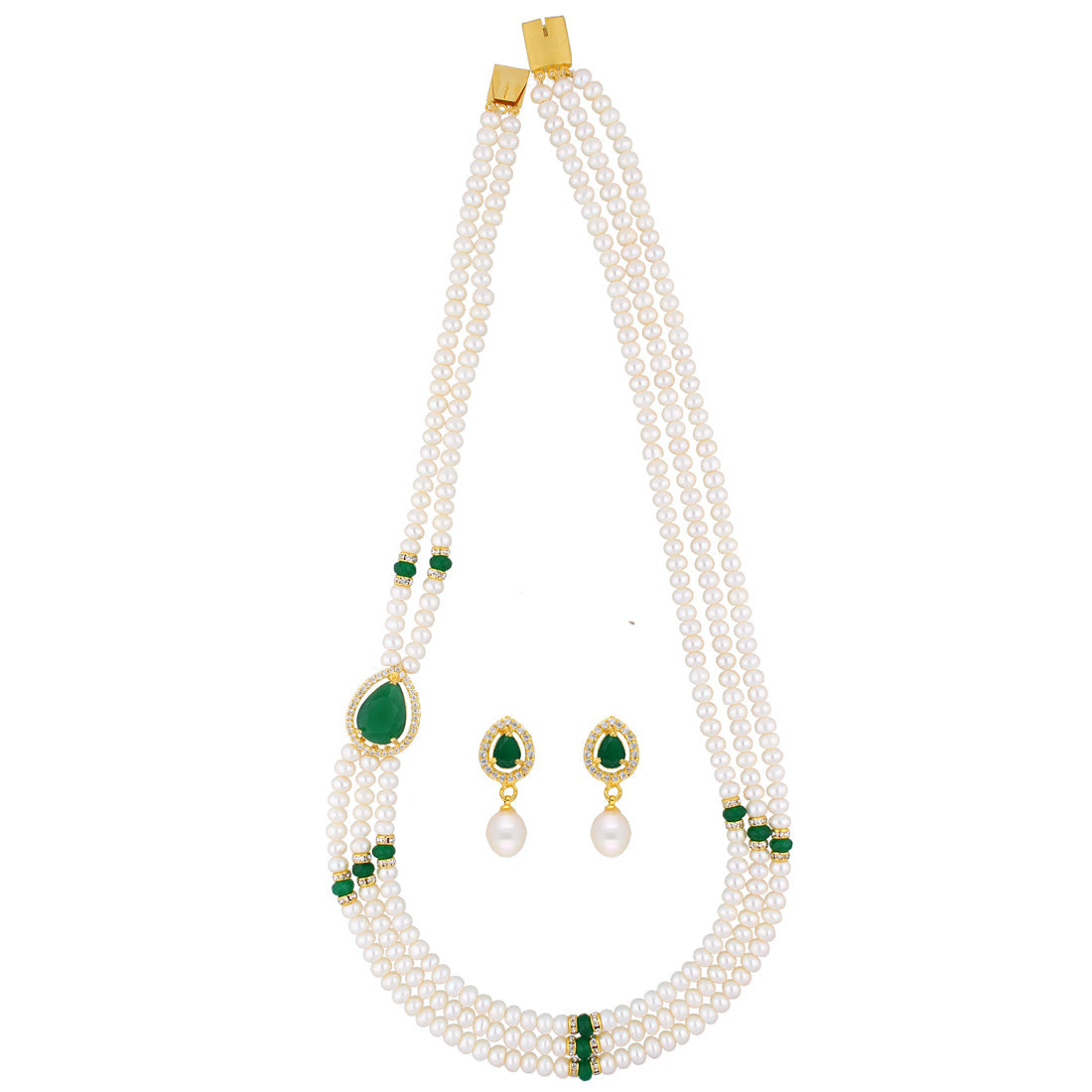 J Pearls Famous 3 String Necklace Set - Real Pearl Jewelry - Grab2buy