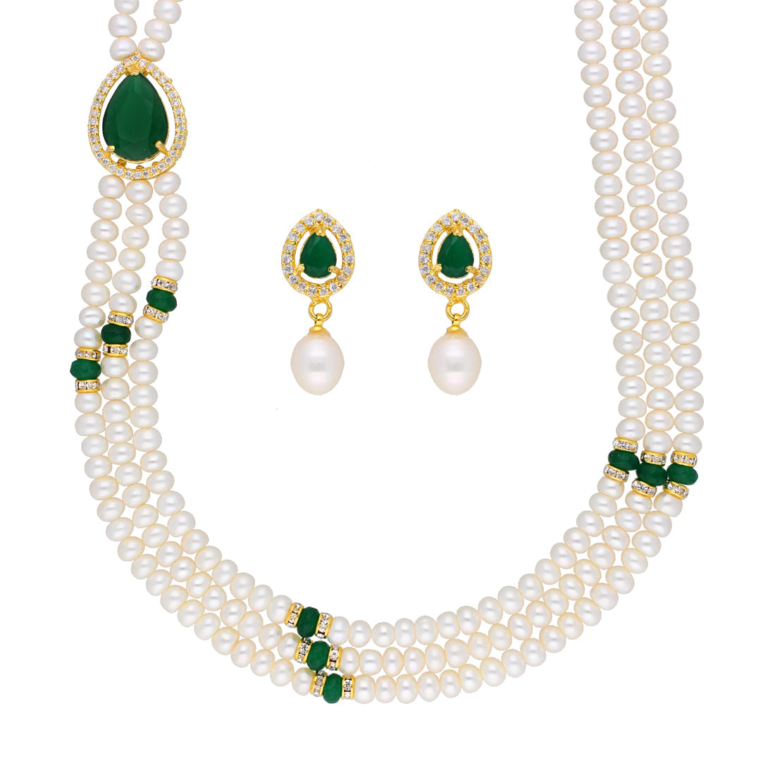 J Pearls Famous 3 String Necklace Set - Real Pearl Jewelry - Grab2buy