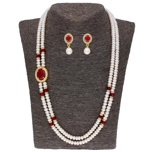 J Pearls Prominent 2 String Necklace Set - Real Pearl Jewelry - Grab2buy