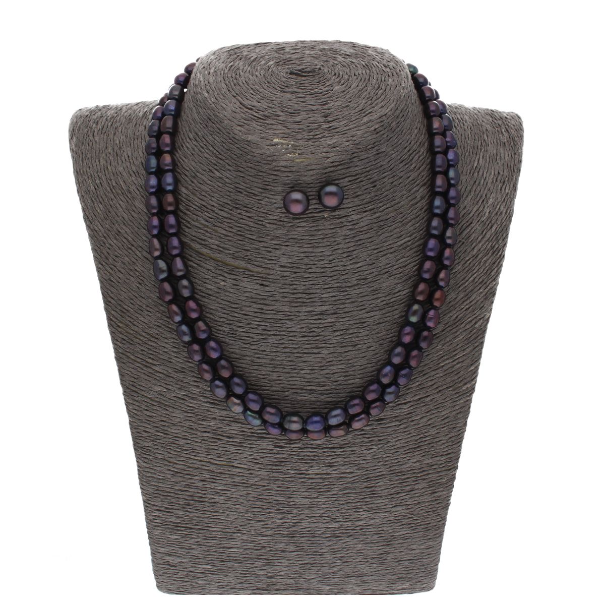 J Pearls 2 Line Black Oval Pearl Set - Real Pearl Jewelry - Grab2buy