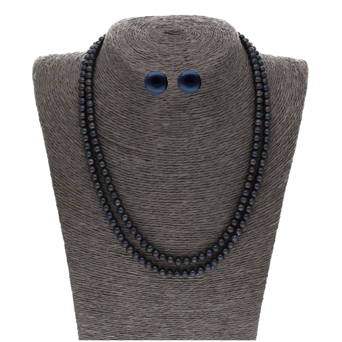 J Pearls 2 Line 5-6Mm Black Round Pearl Set - Real Pearl Jewelry - Grab2buy