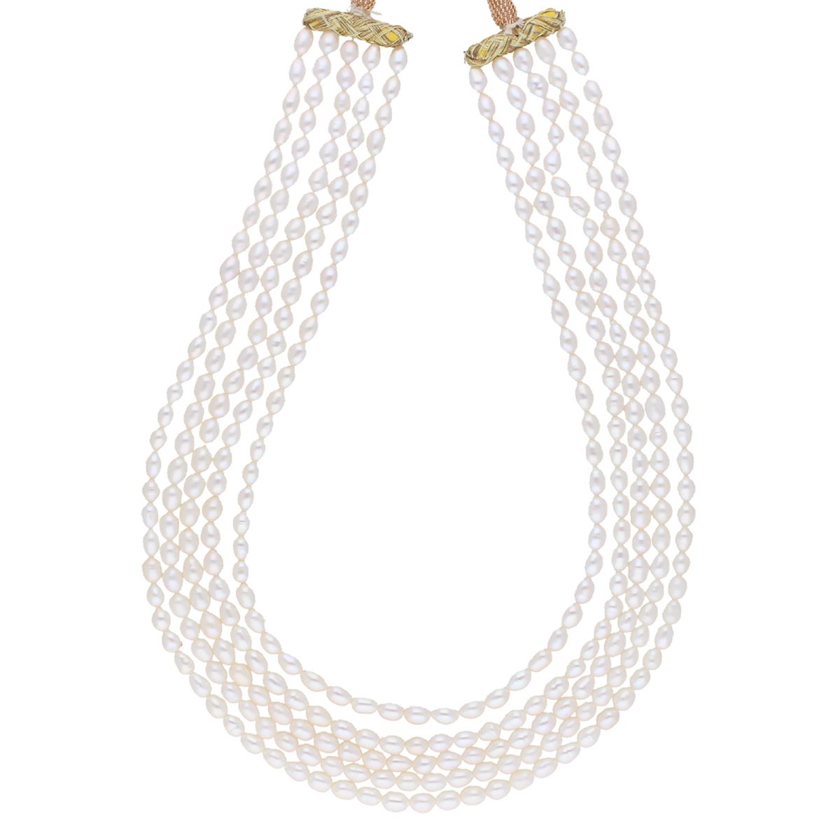 J Pearls 5 Line Plain Oval Pearl Set - Real Pearl Jewelry - Grab2buy