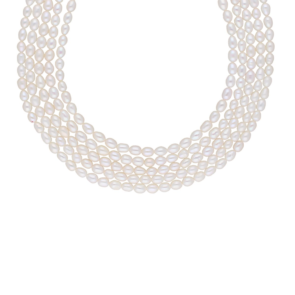 J Pearls 5 Line Plain Oval Pearl Set - Real Pearl Jewelry - Grab2buy